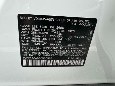 2025 Volkswagen Atlas 2.0T SE