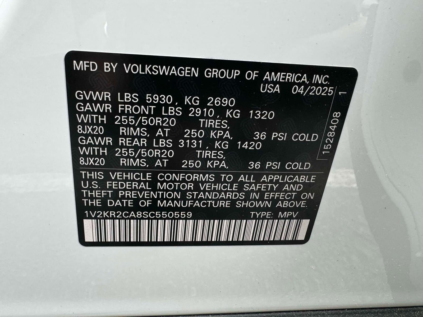 2025 Volkswagen Atlas 2.0T SE