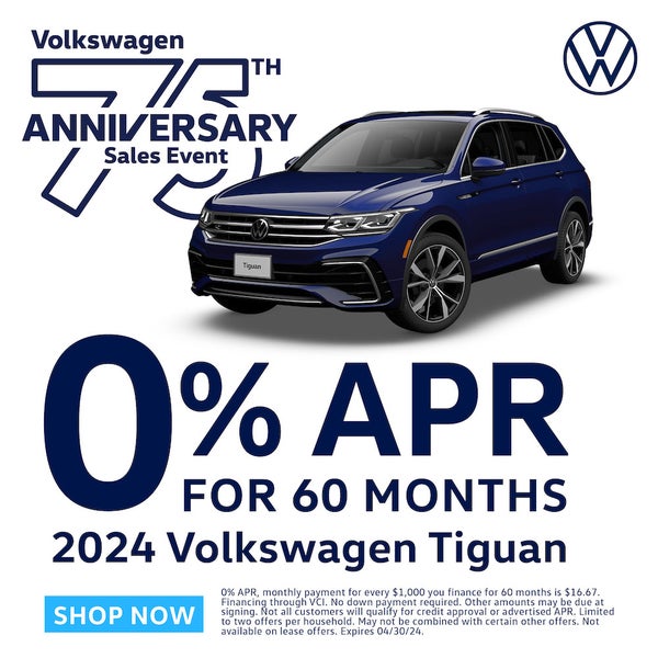 0% APR For 60 Months on 2024 Tiguan
