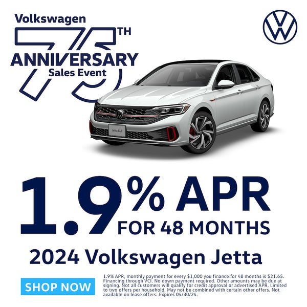1.9% APR For 48 Months on 2024 Jetta