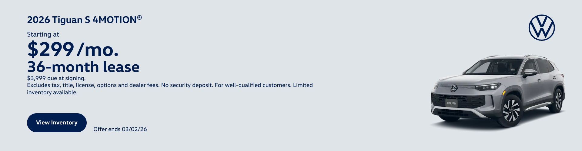 2026 Tiguan NER Lease Offer